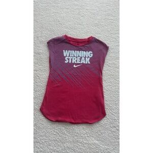 Girls Nike T-Shirt  Athletic Cut The Nike Tee Size 6x Pink Blue Winning Streak